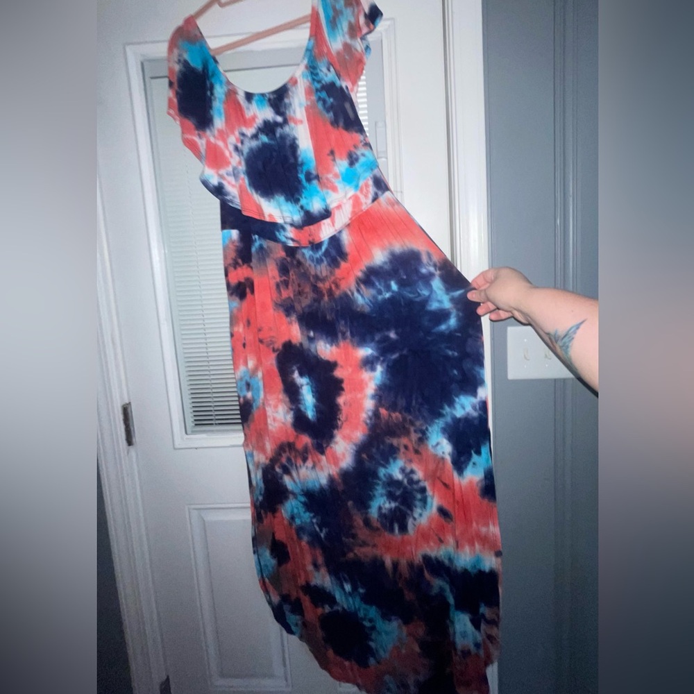 Red, White and Blue Tie Dye Dress